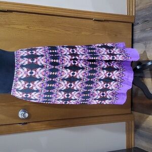 Bob Mackie nwt purple patterned pull on midi skirt